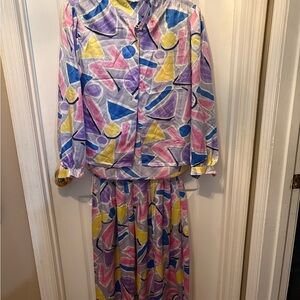 Colorful Geometric‎ blouse and skirt